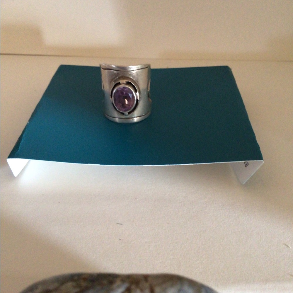 Vintage large sterling silver and amethyst ring